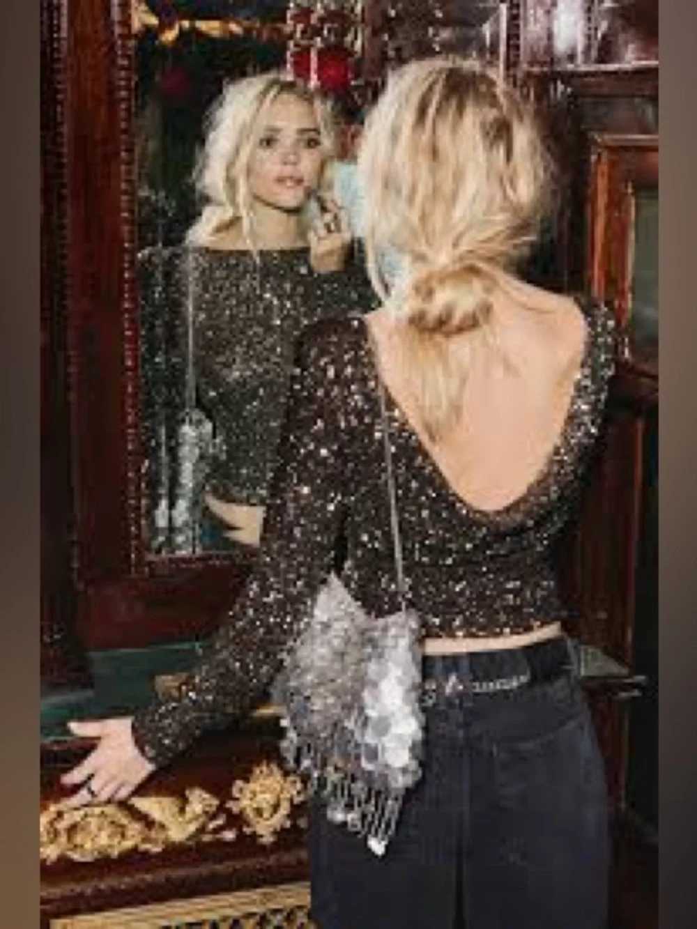 1517. FREE PEOPLE Leading the Way Long Sleeve in Raven Combo Sz L NWT $98